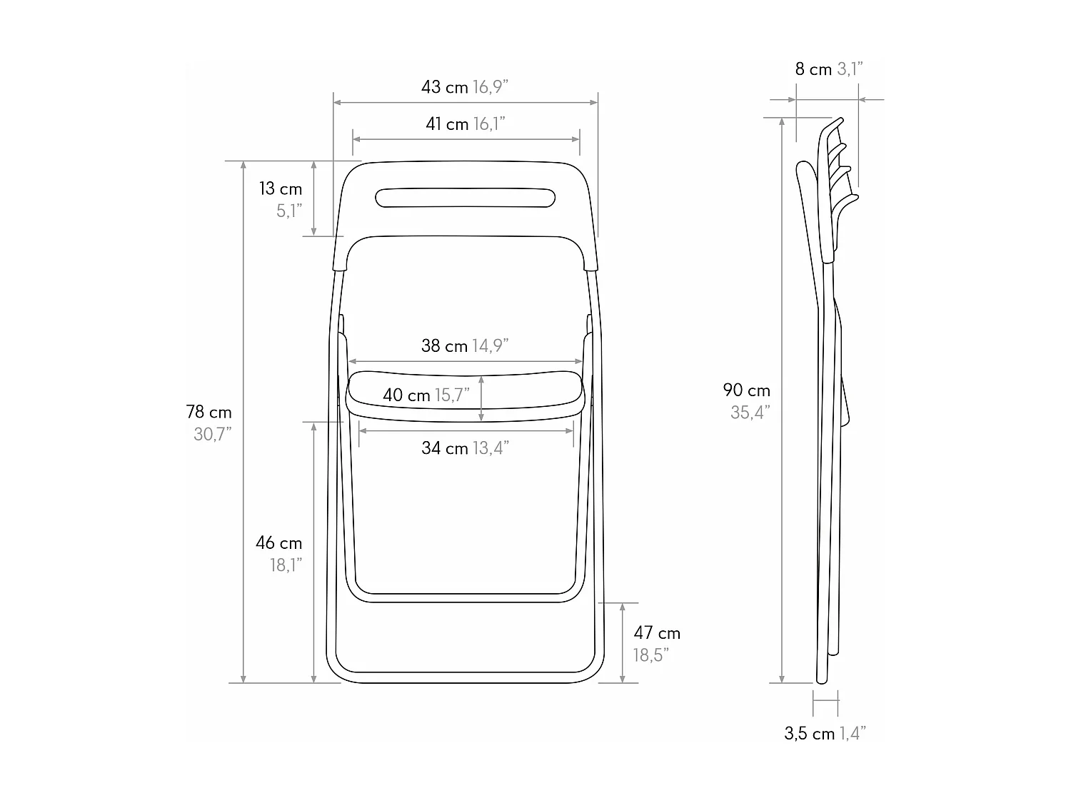 Lot de 6 chaises pliantes vertes en métal et polypropylène - ALMERIA