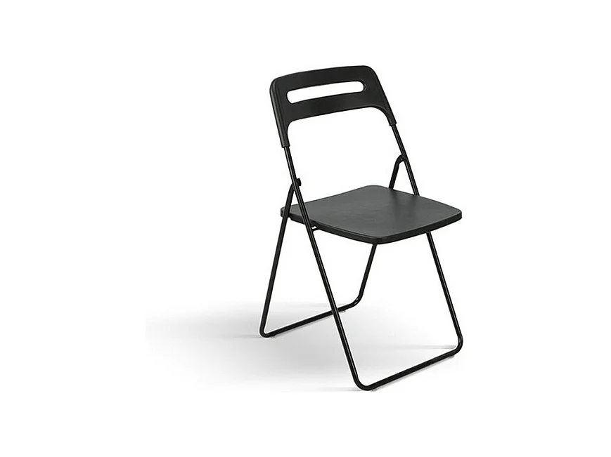 Lot de 6 chaises pliantes en métal noir et polypropylène noir - ALMERIA