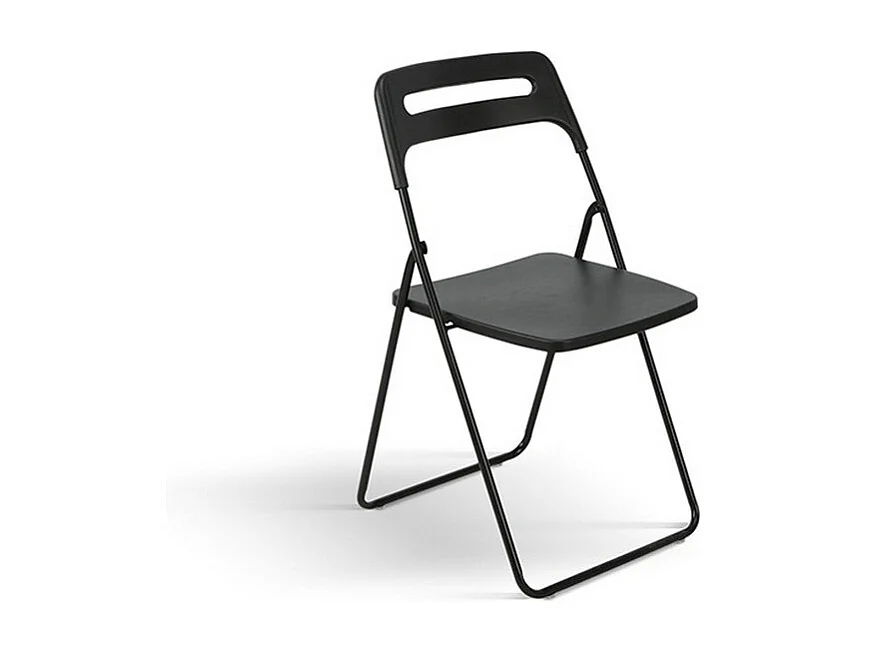 Lot de 6 chaises pliantes en métal noir et polypropylène noir - ALMERIA