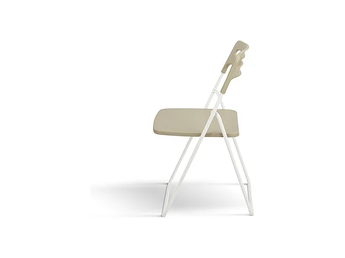 Set di 6 sedie pieghevoli in metallo bianco e polipropilene tortora - ALMERIA