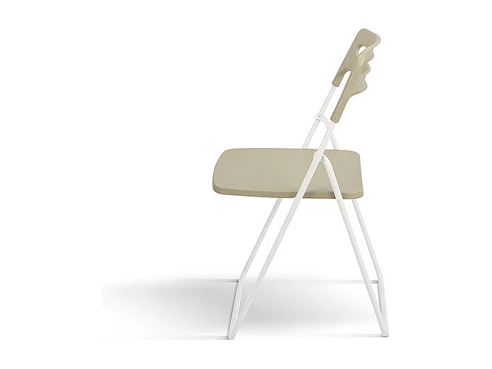 Lot de 6 chaises pliantes en métal blanc et polypropylène couleur tourterelle - ALMERIA