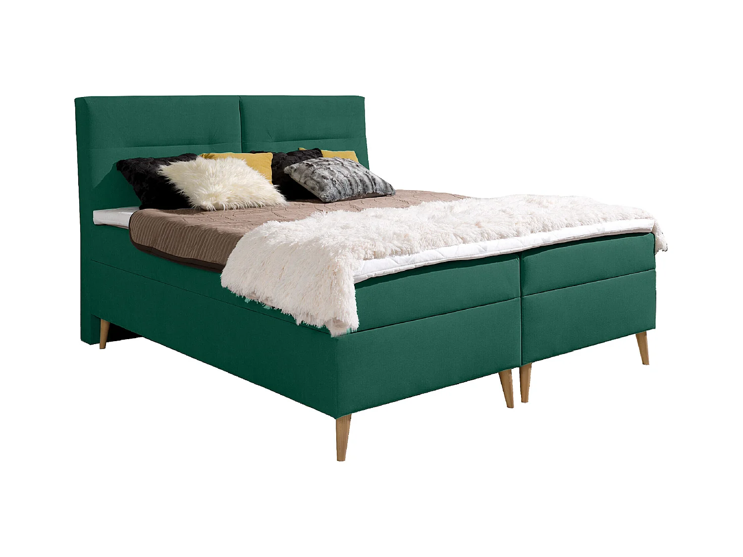 LIT BOXSPRING avec coffres de lit et surmatelas Scarlett 160x200 cm, Fancy 36 (Vert)