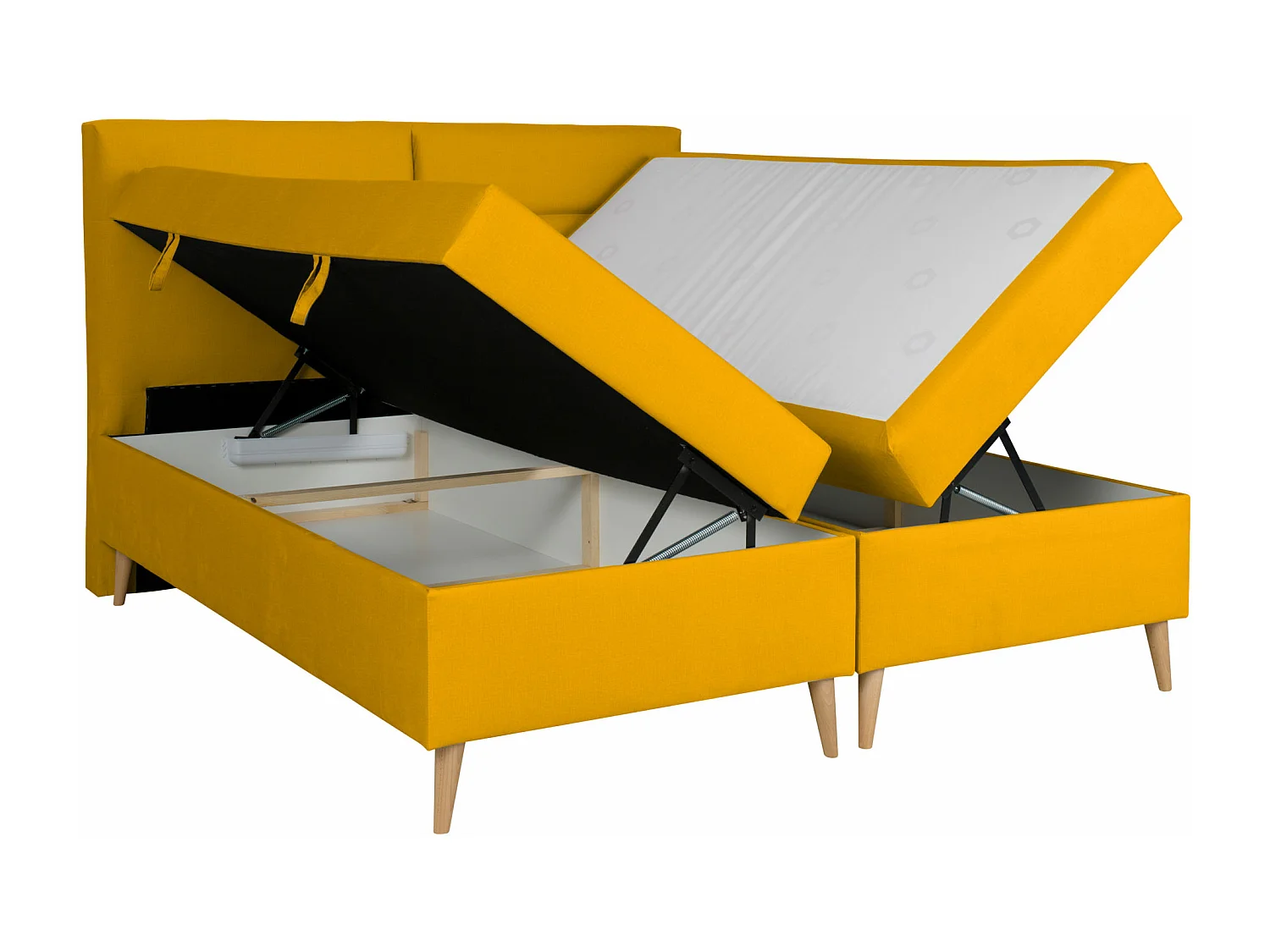 LIT BOXSPRING avec coffres de lit et surmatelas Scarlett 200x200 cm, Fancy 48 (Jaune moutarde)