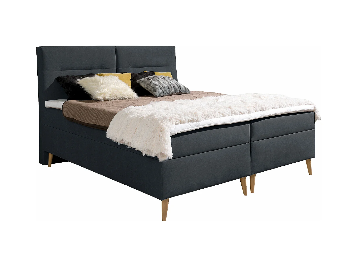 LIT BOXSPRING avec coffres de lit et surmatelas Scarlett 160x200 cm, Fancy 97 (Gris foncé)