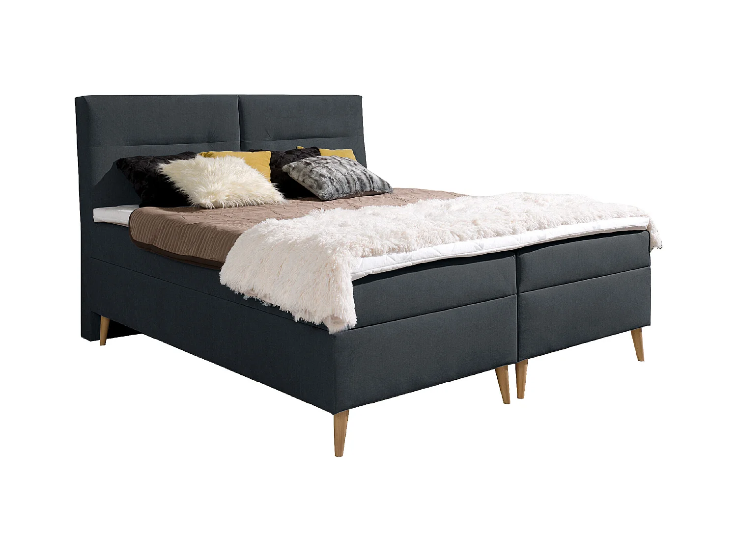 BOXSPRINGBETT mit mit Bettkästen und Topper Scarlett 200x200 cm, Fancy 97 (Dunkelgrau)