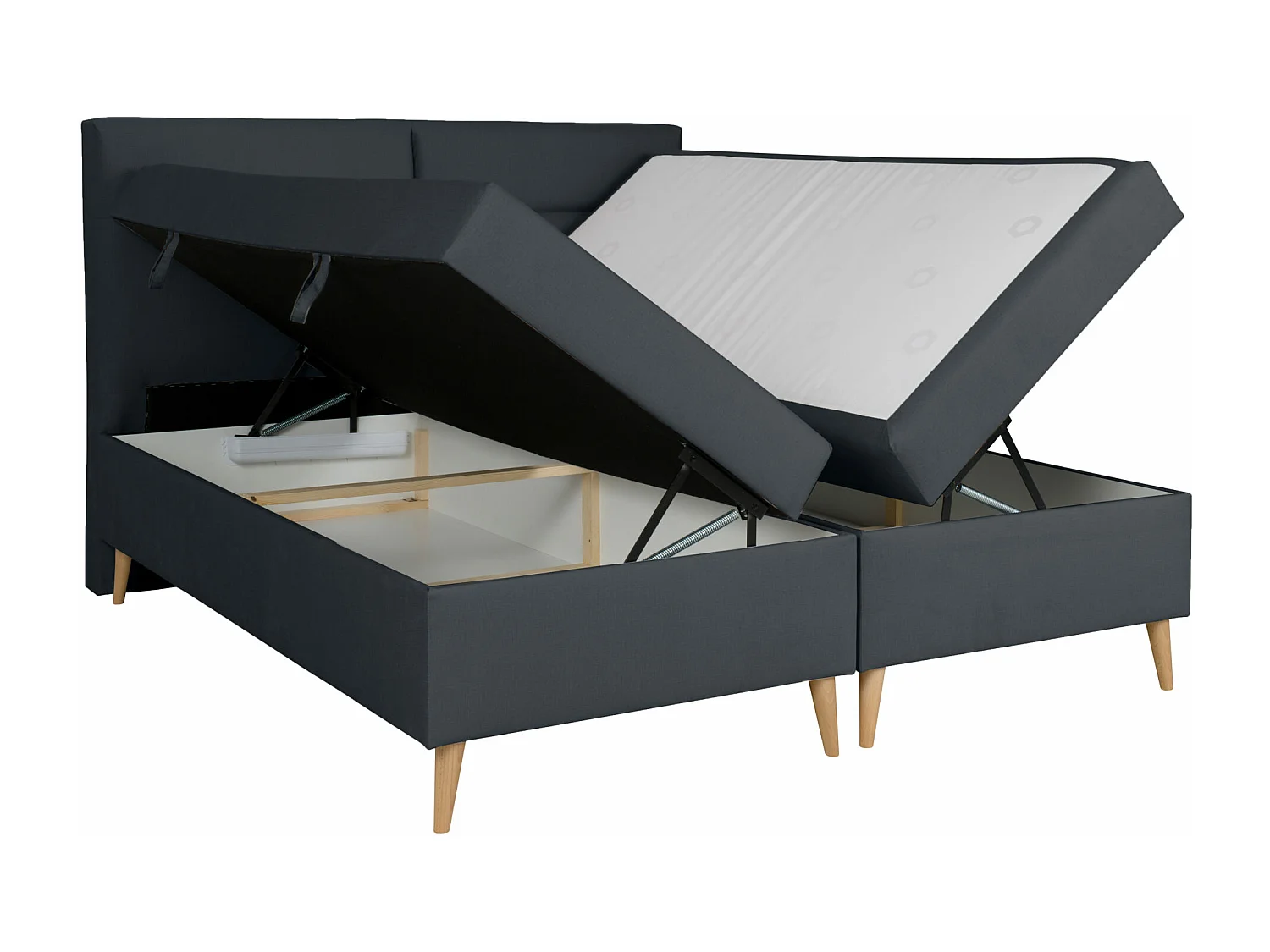 BOXSPRINGBETT mit mit Bettkästen und Topper Scarlett 200x200 cm, Fancy 97 (Dunkelgrau)