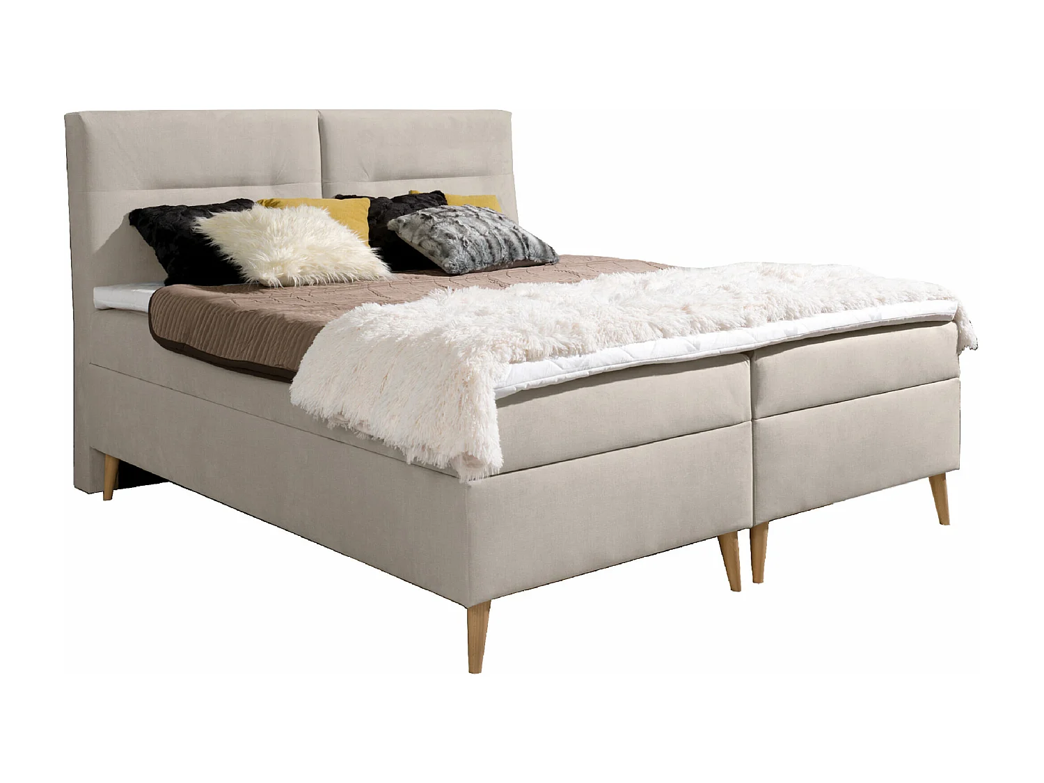 BOXSPRINGBETT mit mit Bettkästen und Topper Scarlett 160x200 cm, Fancy 06 (Hellbeige)