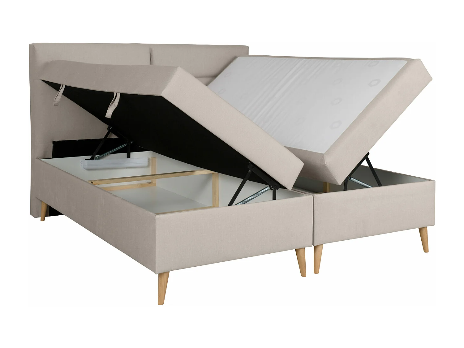 BOXSPRINGBETT mit mit Bettkästen und Topper Scarlett 160x200 cm, Fancy 06 (Hellbeige)