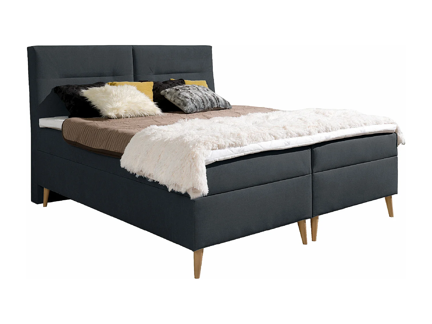 BOXSPRINGBETT mit mit Bettkästen und Topper Scarlett 180x200 cm, Fancy 97 (Dunkelgrau)