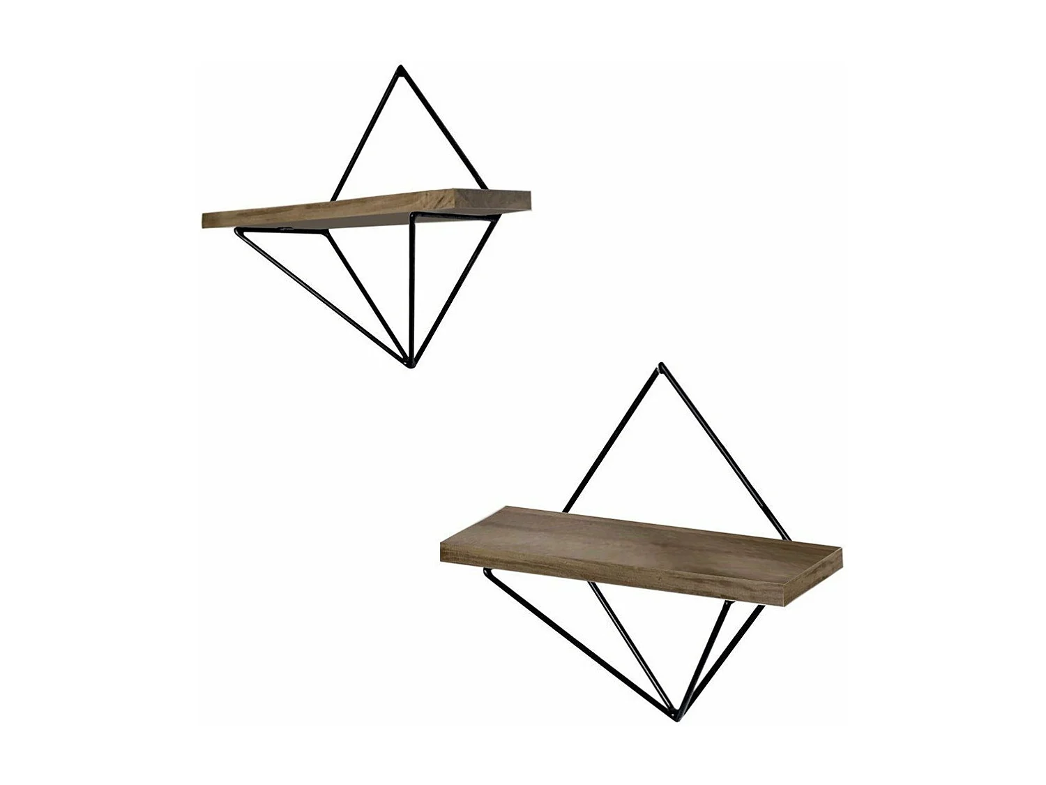 Set di 2 mensole a muro in metallo nero e legno massello L30 cm