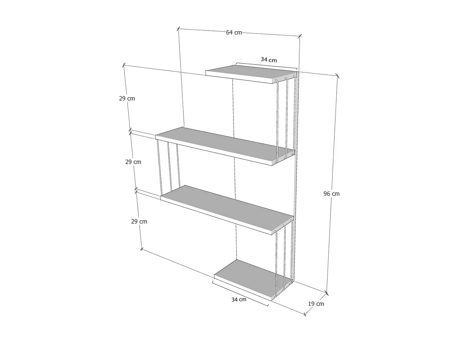 Wandregal mit 4 Ablagen H96 cm – CAMBEL