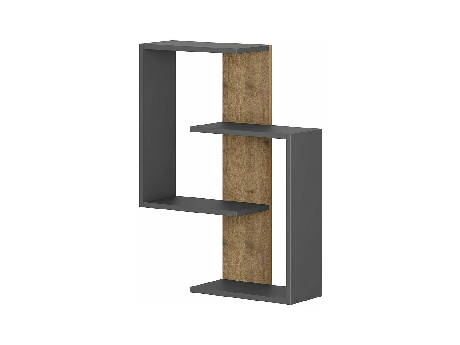 Etagère murale décor chêne et gris anthracite H85 cm - PARANOID