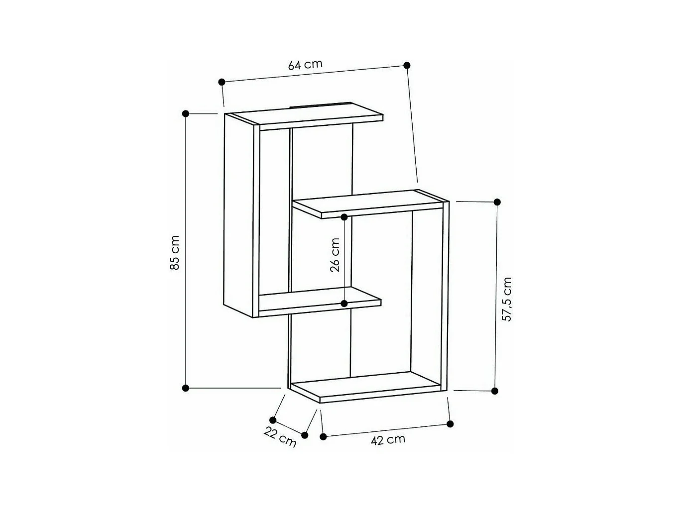 Etagère murale décor chêne et gris anthracite H85 cm - PARANOID