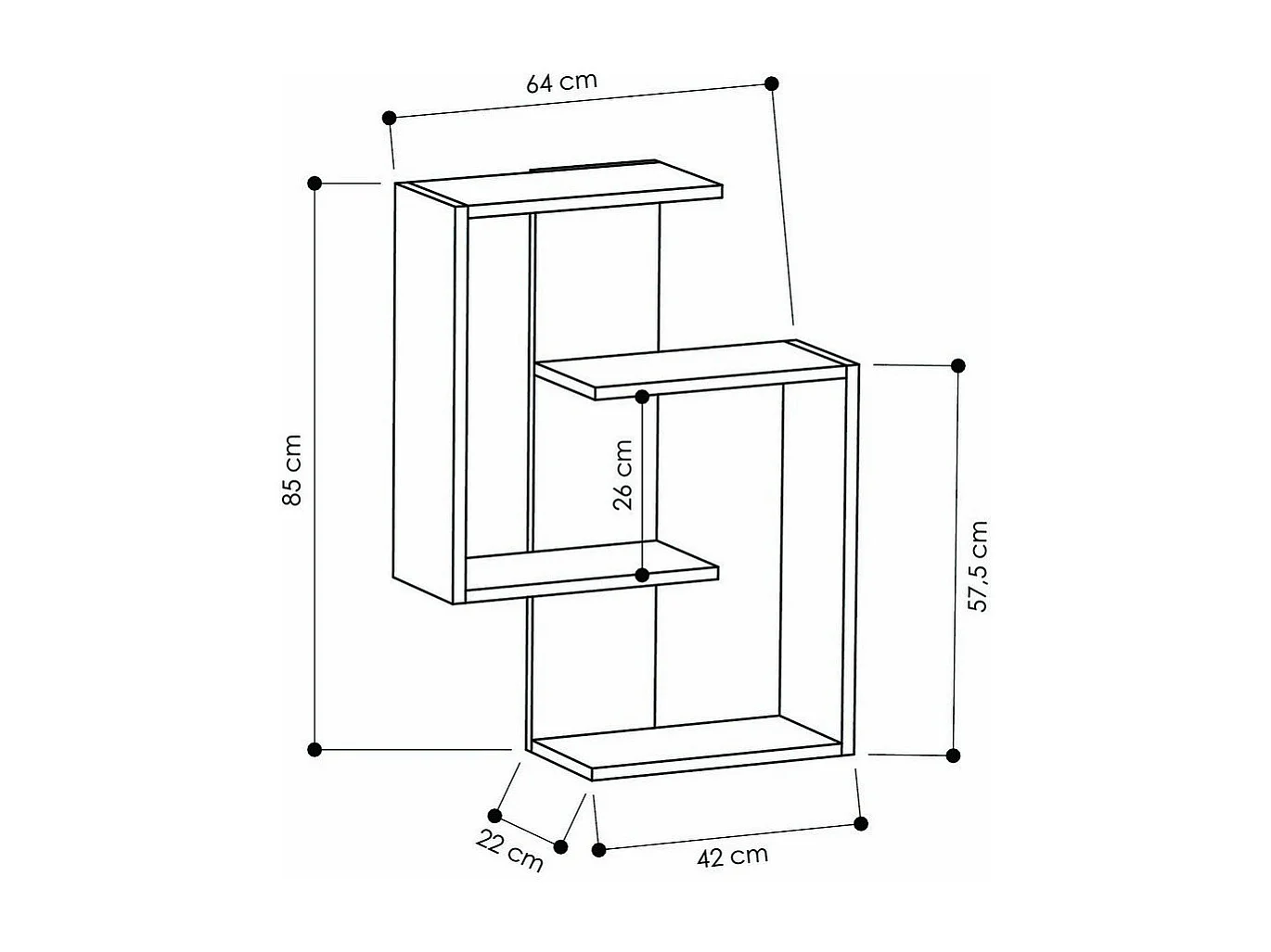 Etagère murale décor chêne et gris anthracite H85 cm - PARANOID