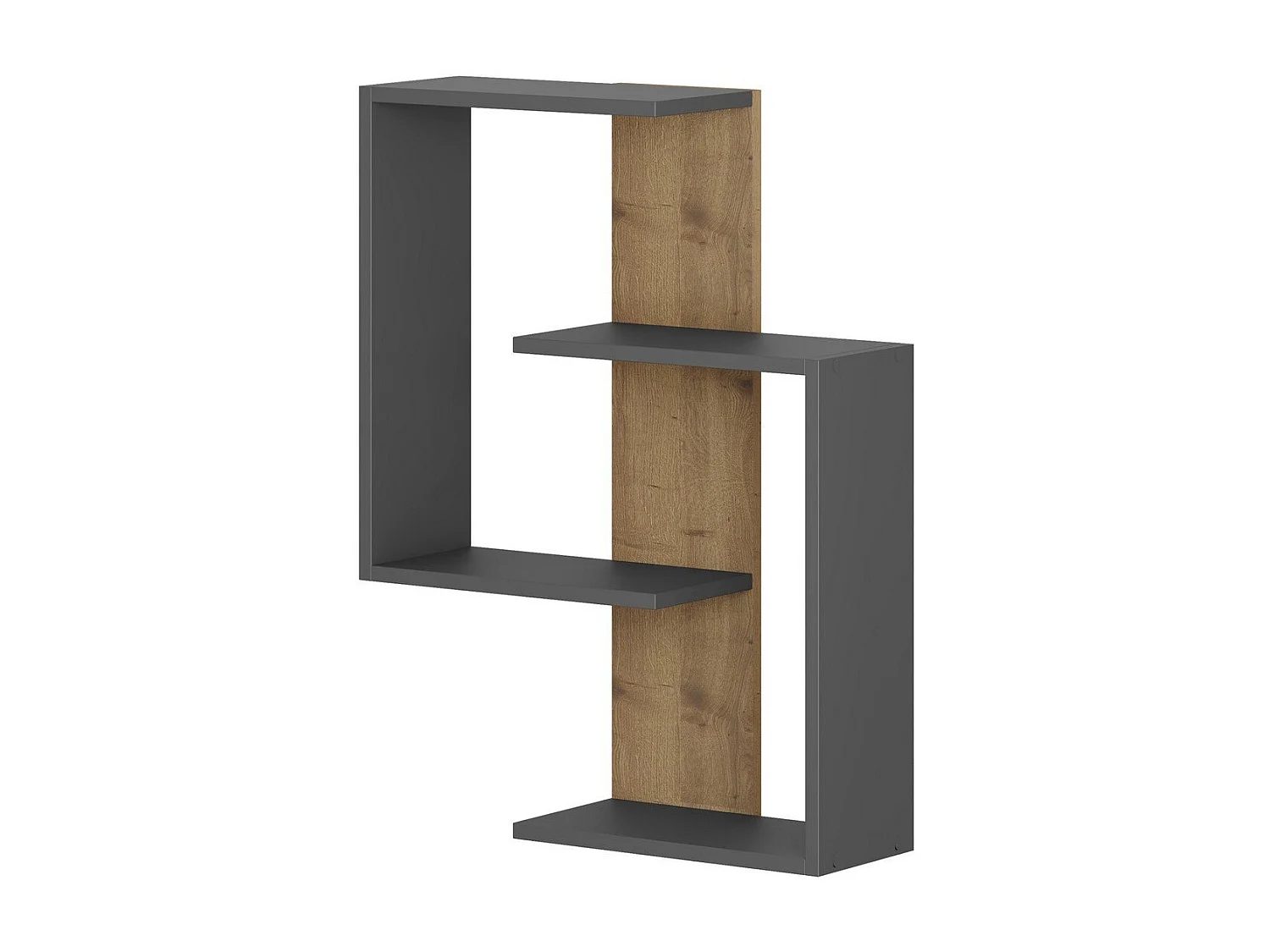 Etagère murale décor chêne et gris anthracite H85 cm - PARANOID