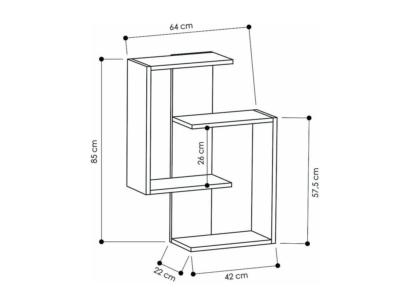 Etagère murale décor chêne et gris anthracite H85 cm - PARANOID