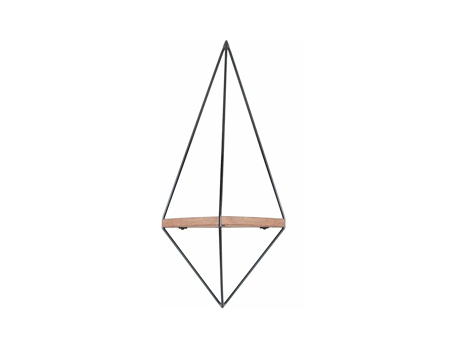 Geometrische wandplank van zwart metaal en massief hout L60 cm