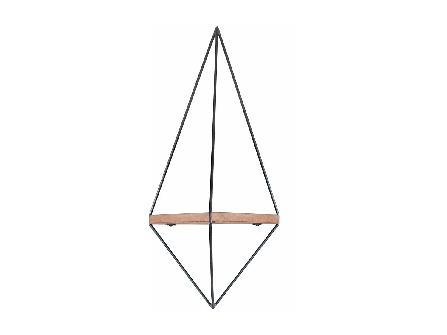 Geometrisches Wandregal aus schwarzem Metall und Massivholz L60 cm