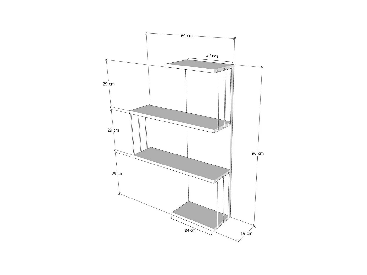 Etagère murale 4 tablettes H96 cm - CAMBEL