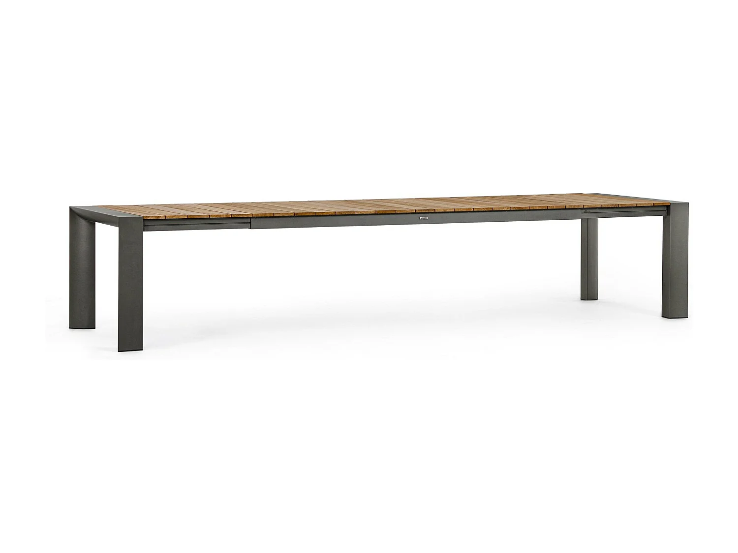 Table à rallonge en aluminium anthracite et bois de teck 253x110-384x110 - CAMERON