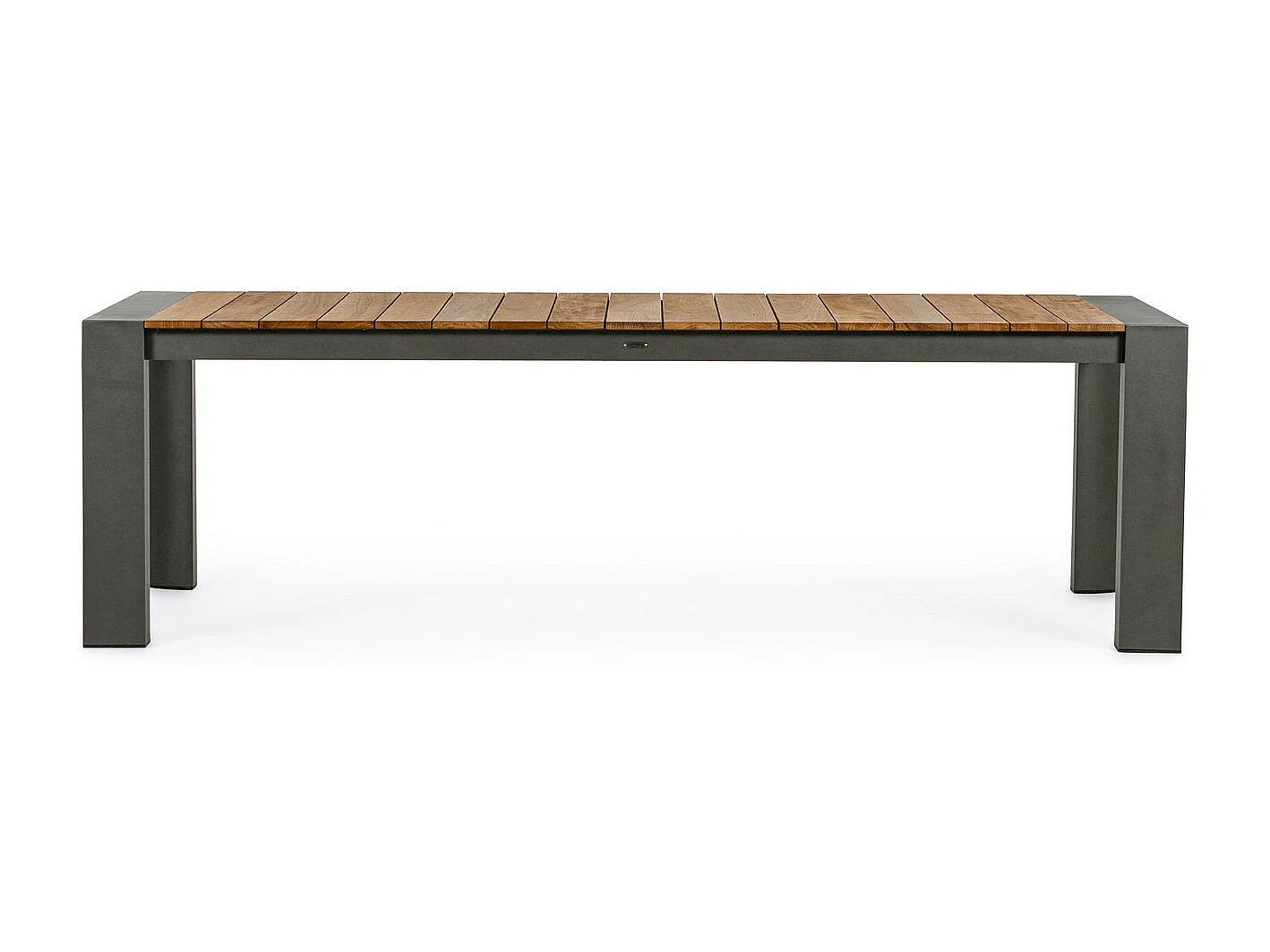 Table à rallonge en aluminium anthracite et bois de teck 253x110-384x110 - CAMERON