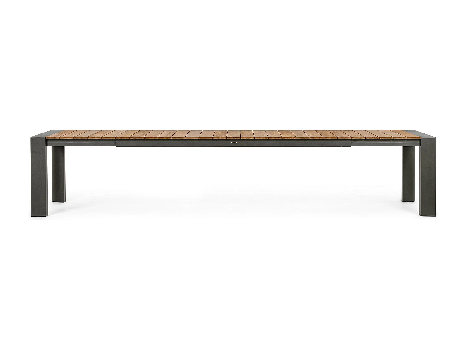 Table à rallonge en aluminium anthracite et bois de teck 253x110-384x110 - CAMERON