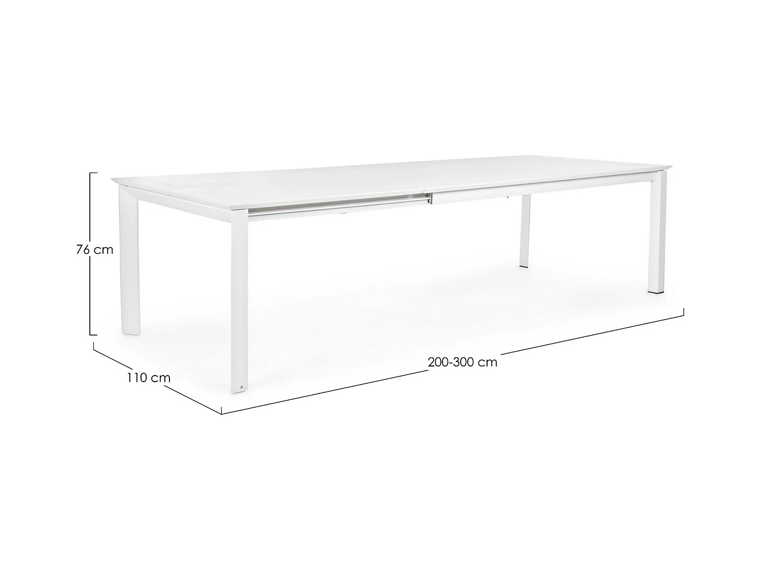 Stół rozkładany z białego aluminium 200×110 cm - 300×110 cm - KONNOR