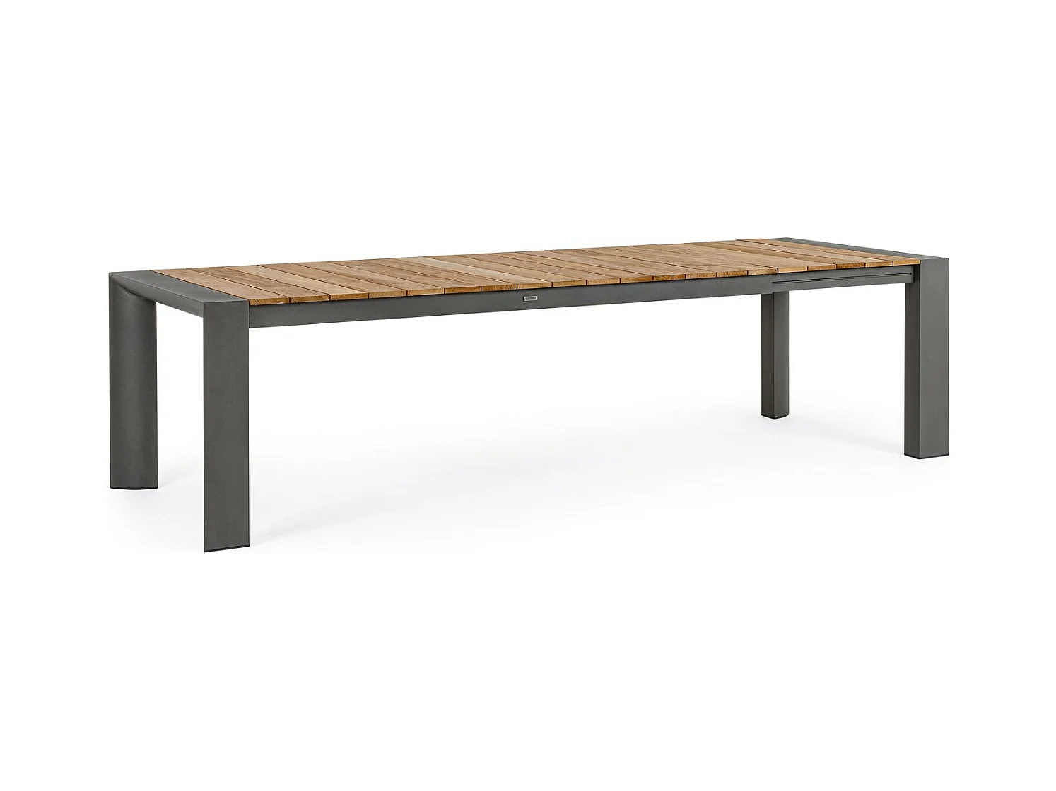 Table à rallonge en aluminium anthracite et bois de teck 228x100-294x100 - CAMERON