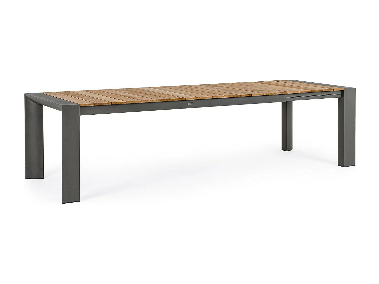 Table à rallonge en aluminium anthracite et bois de teck 228x100-294x100 - CAMERON