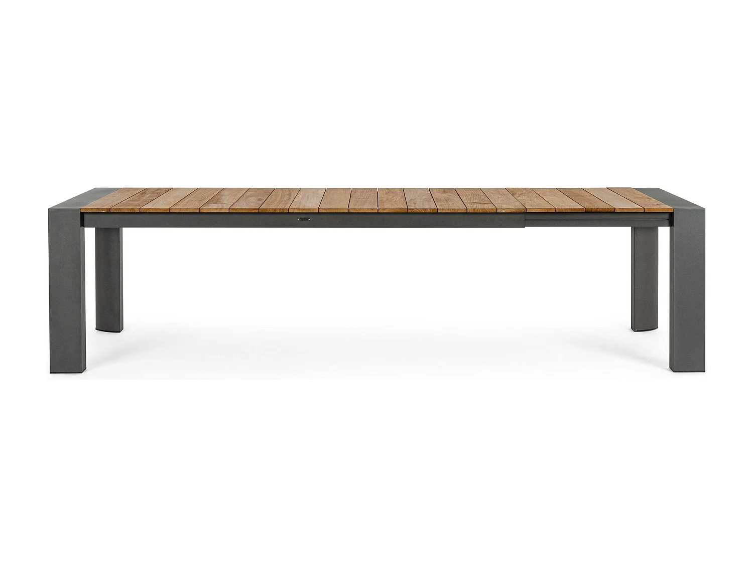 Table à rallonge en aluminium anthracite et bois de teck 228x100-294x100 - CAMERON