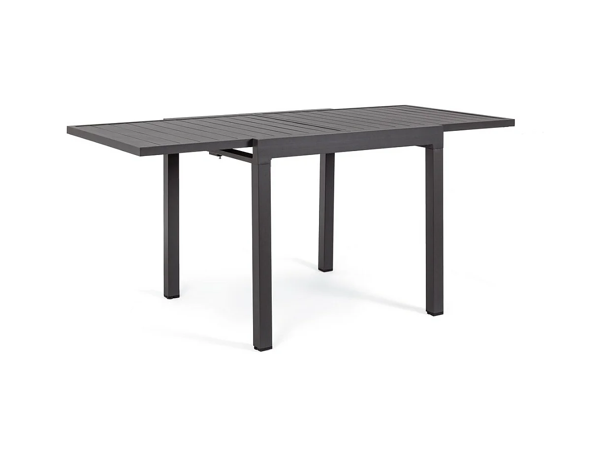 Table à rallonge en aluminium anthracite 83x80 cm - 166x80 cm - PELAGIUS