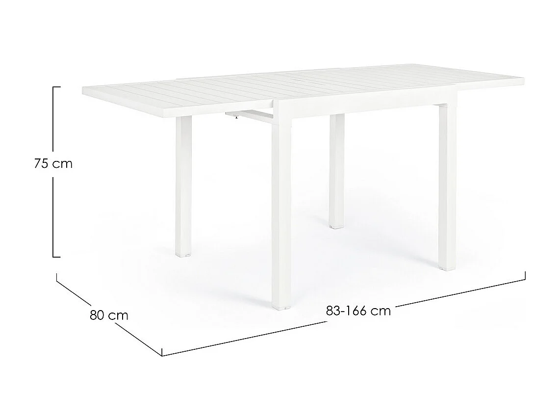 Table à rallonge en aluminium blanc 83x80 cm - 166x80 cm - PELAGIUS