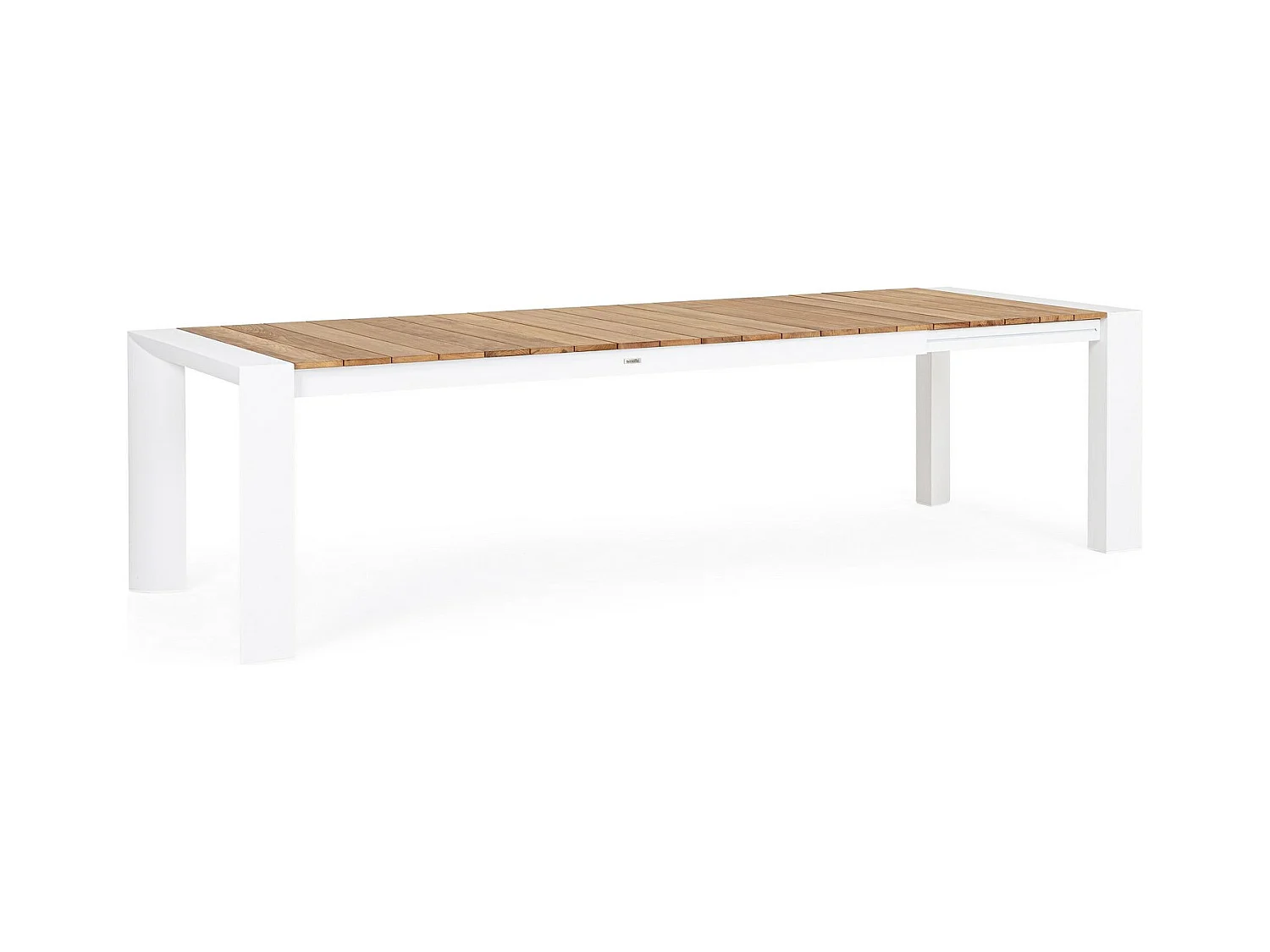 Table à rallonge en aluminium blanc et bois de teck 228x100-294x100 - CAMERON