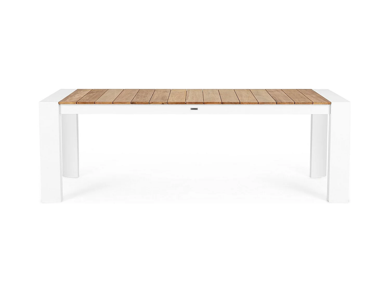 Ausziehbarer Tisch aus weißem Aluminium und Teakholz 228x100-294x100 - CAMERON