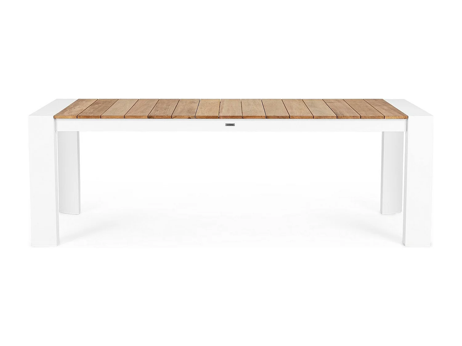 Table à rallonge en aluminium blanc et bois de teck 228x100-294x100 - CAMERON