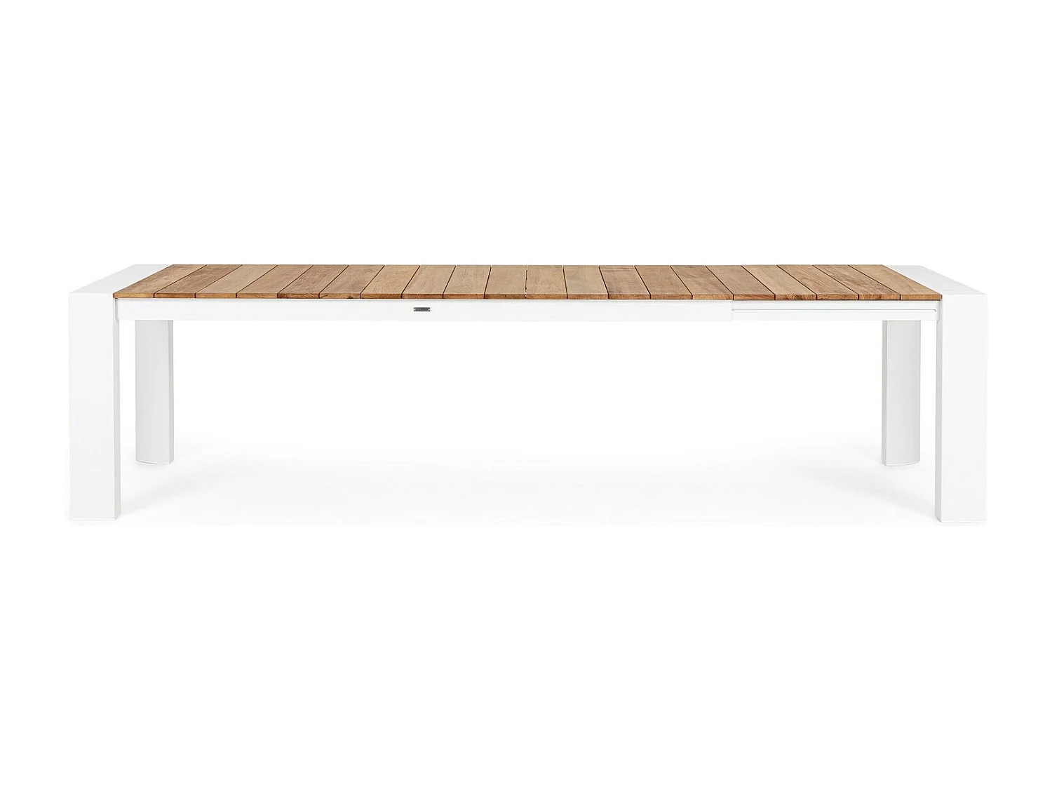 Table à rallonge en aluminium blanc et bois de teck 228x100-294x100 - CAMERON