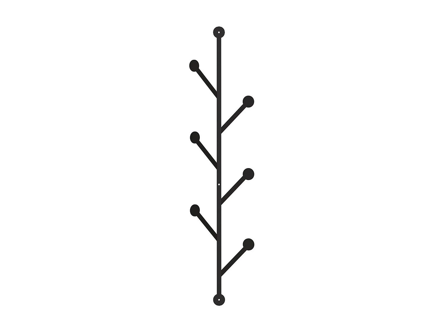 Appendiabiti verticale da parete con 6 ganci in metallo nero H94 cm - PONPON