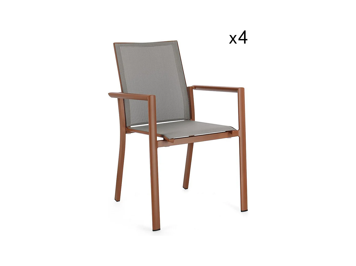 Lot de 4 chaises en aluminium textilène et terre cuite - KONNOR