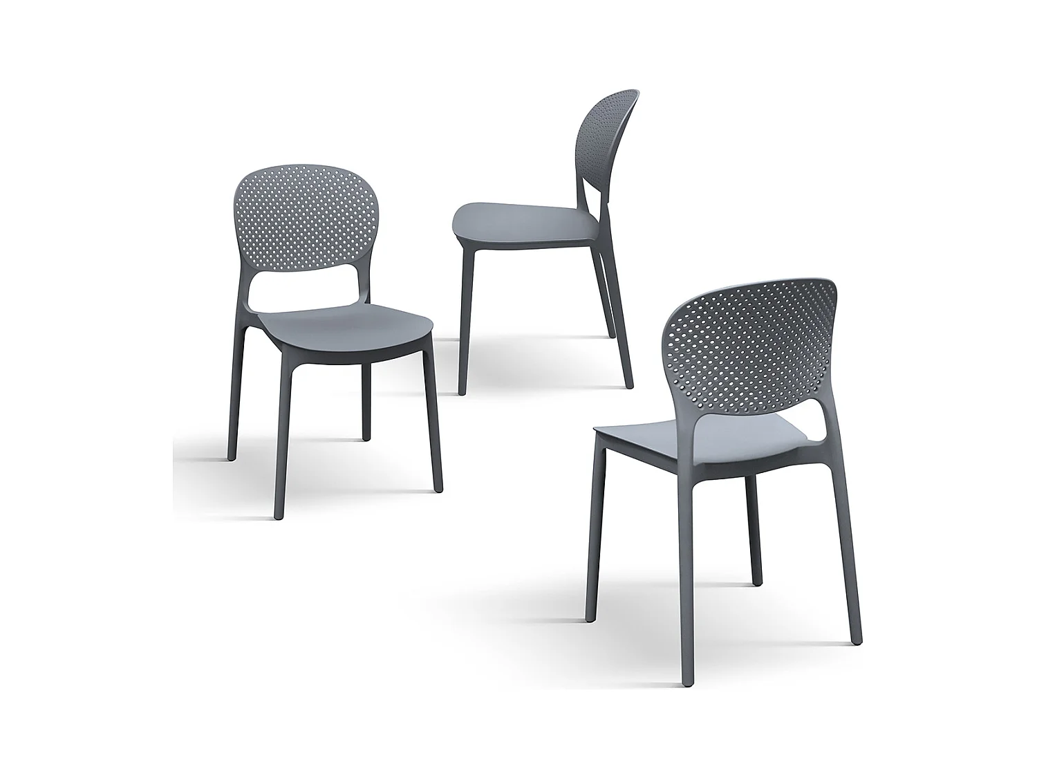 Set van 4 grijze stoelen van polypropyleen - ALICANTE