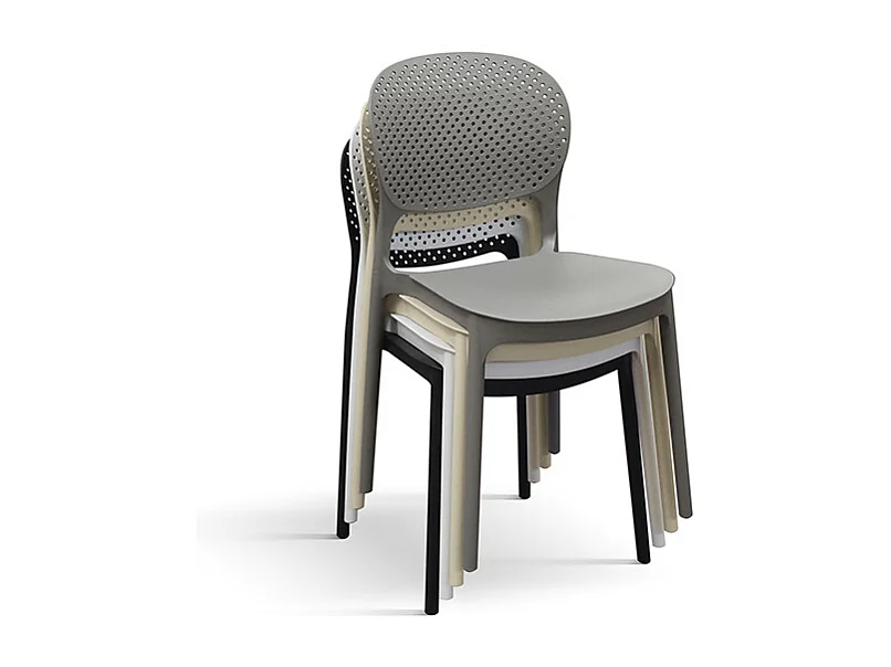 Lot de 4 chaises en polypropylène gris - ALICANTE