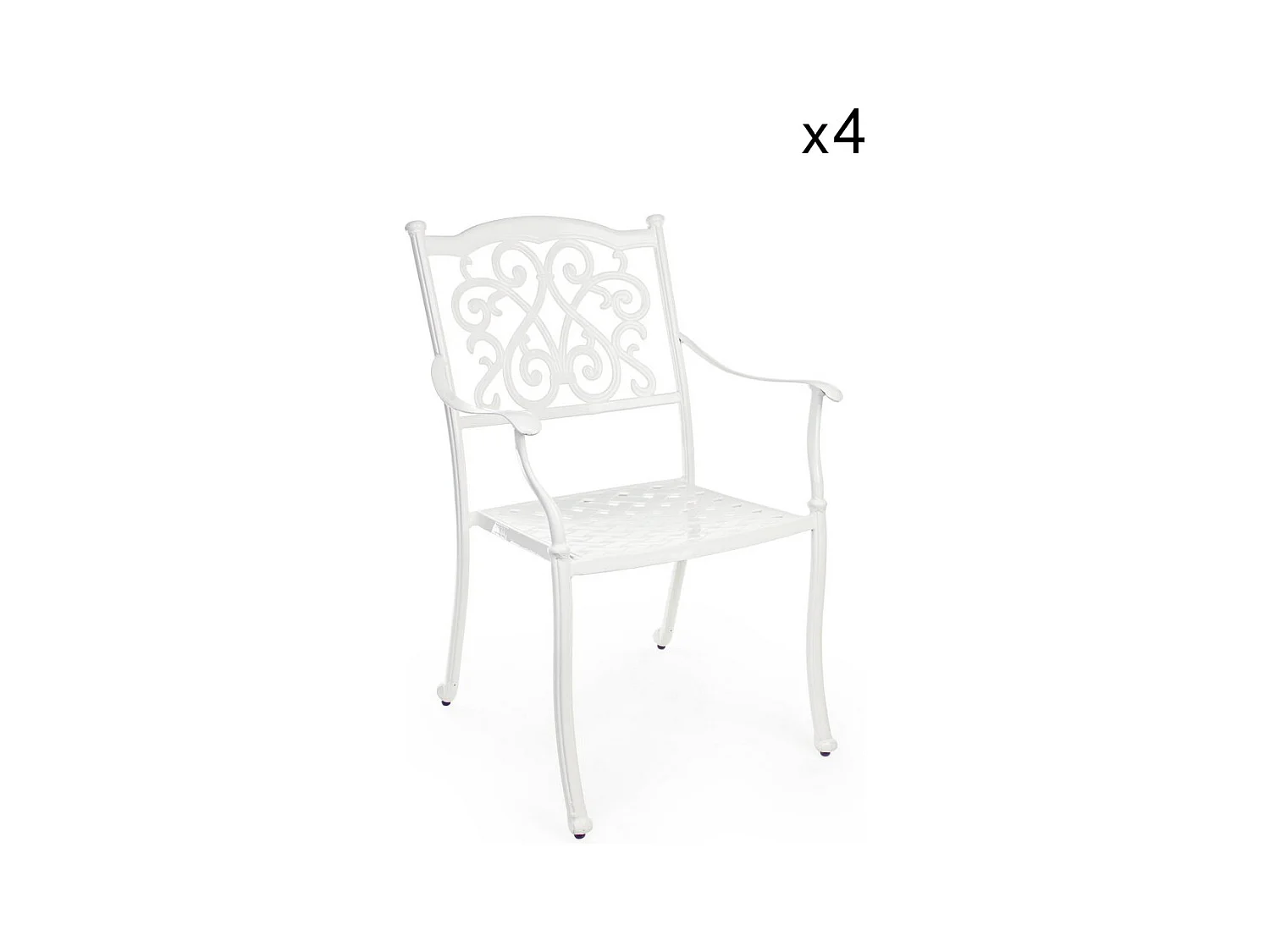 Conjunto de 4 cadeiras de alumínio branco com braços - IVREA