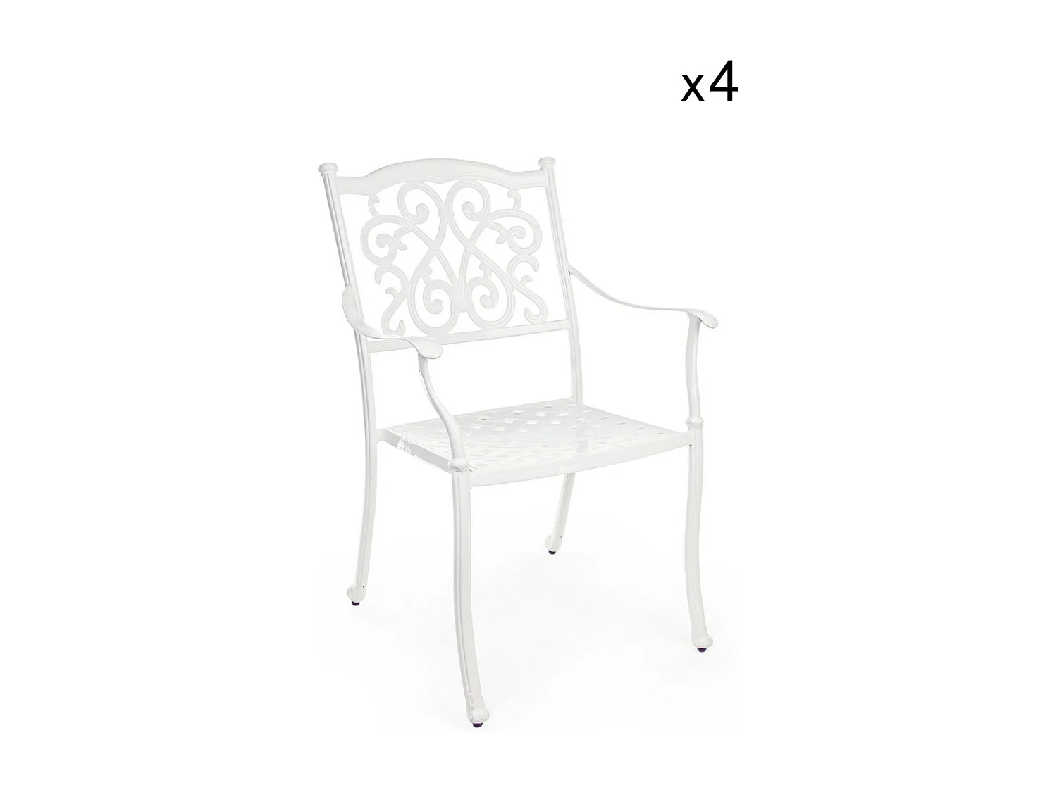 Lot de 4 chaises en aluminium blanc avec accoudoirs - IVREA
