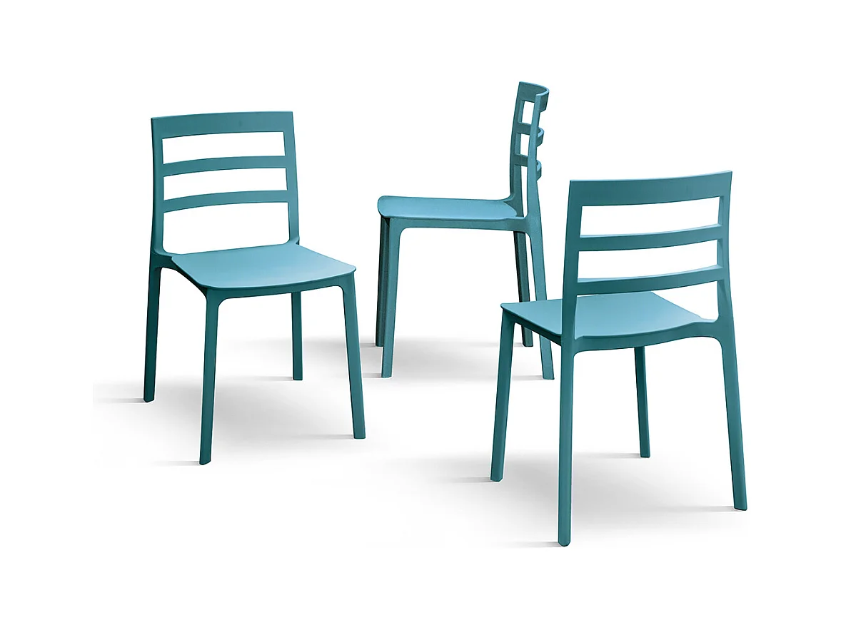 Satz von 4 blauen Stühlen aus Polypropylen - MALAGA