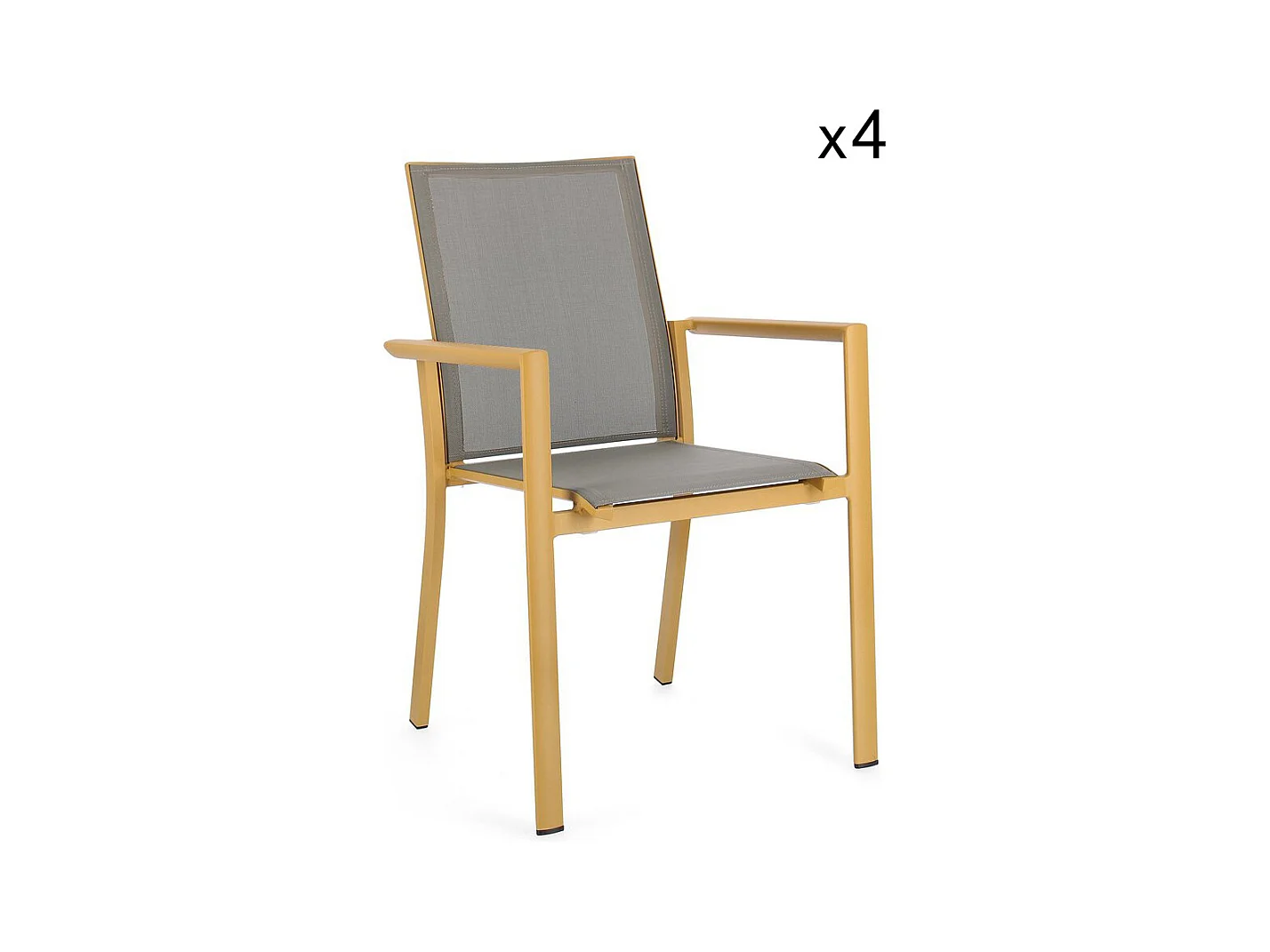 Lot de 4 chaises en textilène et aluminium jaune moutarde - KONNOR