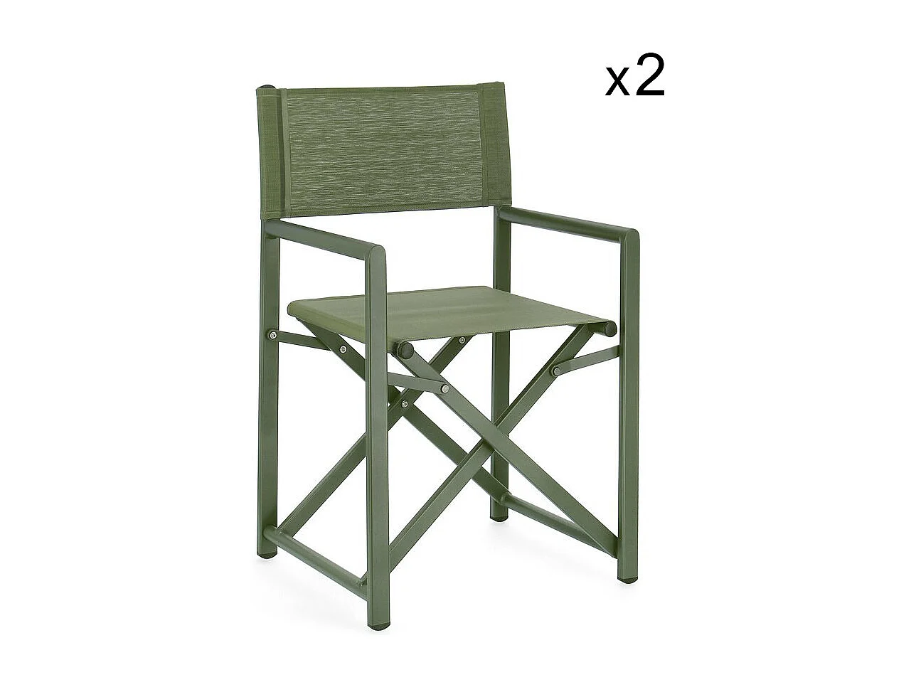 Lote de 2 sillas de director plegables de textilene y aluminio verde hierba - TAYLOR