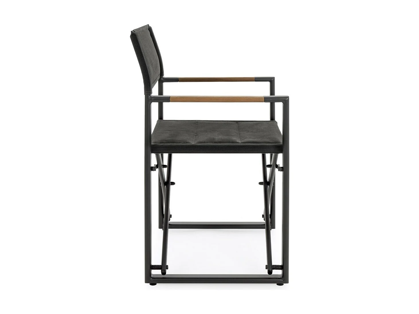 Lot de 2 fauteuils de direction aluminium anthracite, textilène gris, pliants - LAGUN