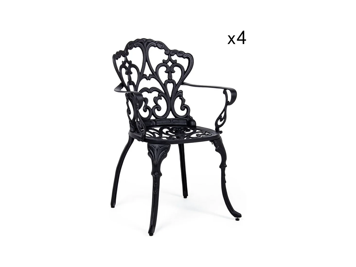 Lote de 4 sillas de aluminio antracita con reposabrazos - VICTORIA