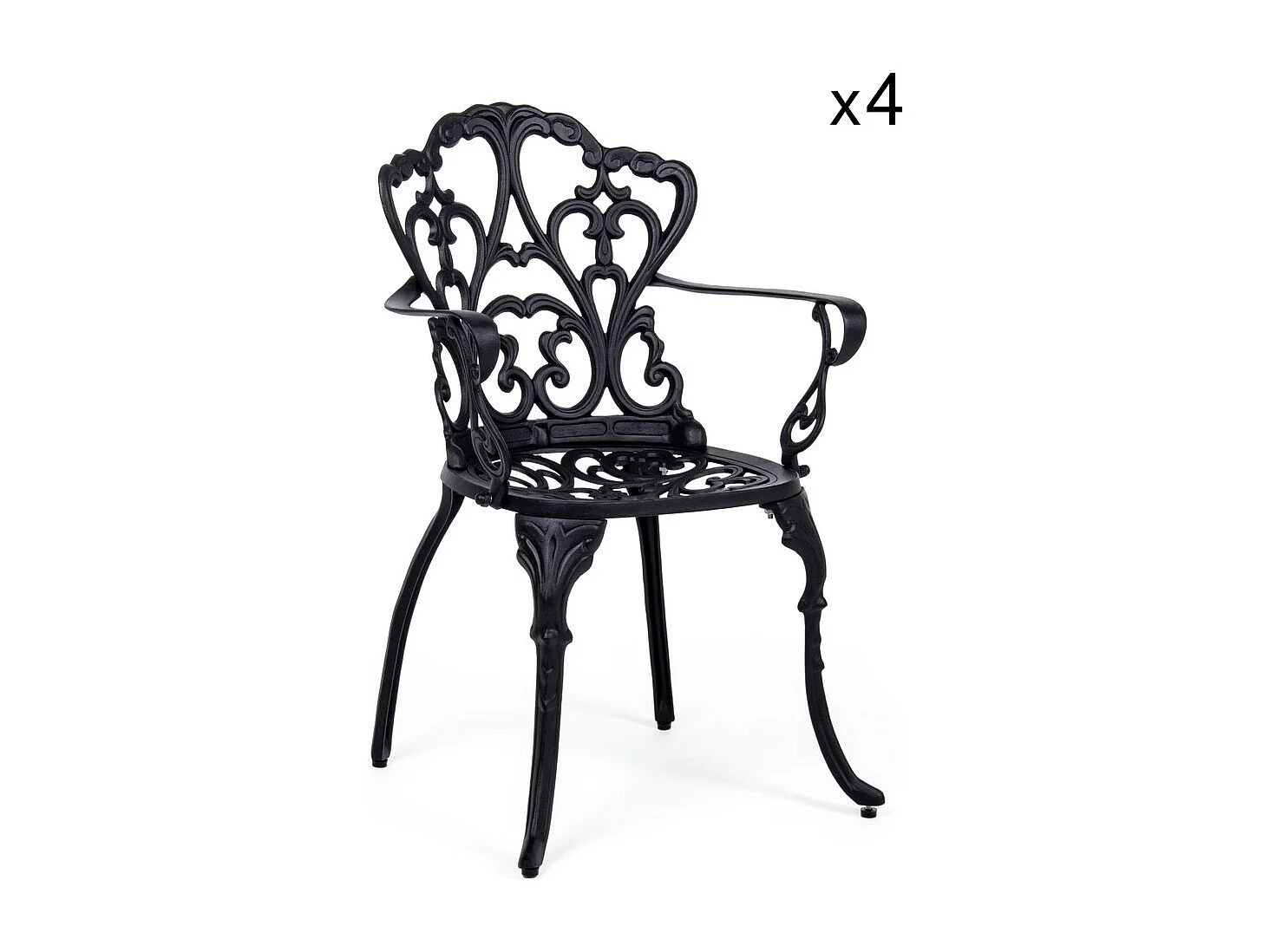 Lot de 4 chaises en aluminium anthracite avec accoudoirs - VICTORIA