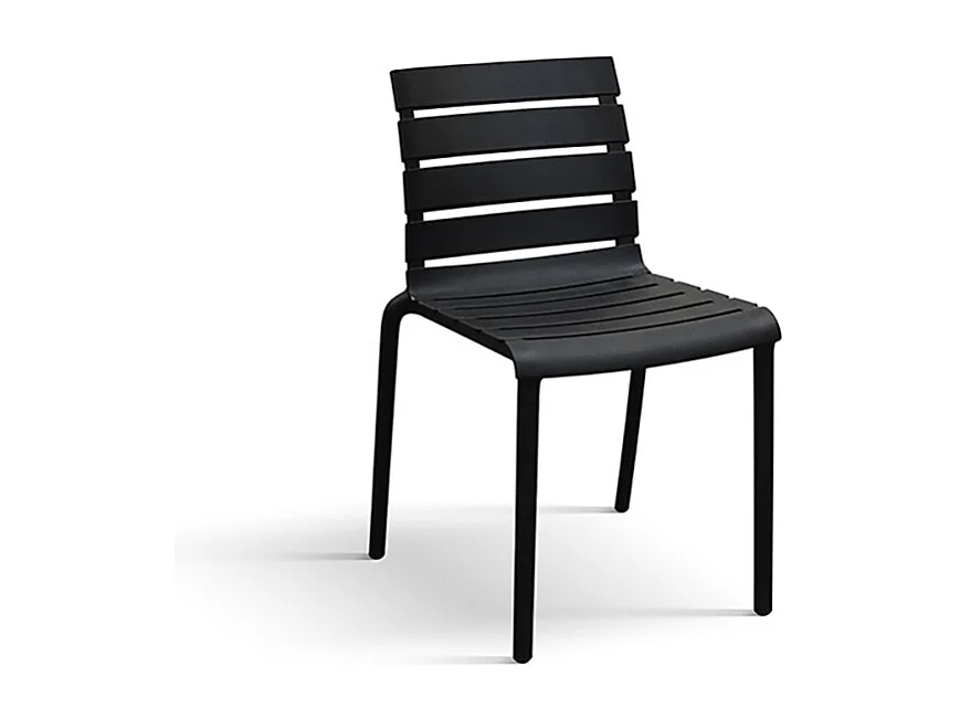 Set van 6 zwarte polypropyleen stoelen, stapelbaar - GANDIA