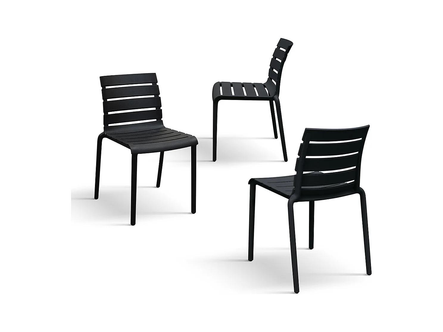 Set van 6 zwarte polypropyleen stoelen, stapelbaar - GANDIA